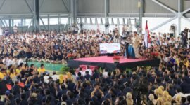 Menteri Pertahanan RI Prabowo Subianto saat menghadiri acara “The 1st DEFEND ID’s Day” di Hanggar PT Dirgantara Indonesia, Bandung Jawa Barat. (Dok. Tim Media Prabowo Subainto)