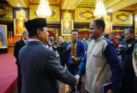 Menteri Pertahanan Prabowo Subianto pada menerima kunjungan Duta Besar Palestina untuk Indonesia Zuhair Al-Shun di Ruang Bhinneka Tunggal Ika, Kementerian Pertahanan, Jakarta. (Dok. Tim Media Prabowo)