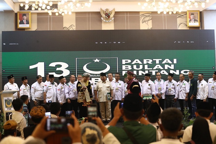 Ketua Umum Partai Gerindra Prabowo Subianto menghadiri acara Konsolidasi Zona III Pemenangan Pileg Partai Bulan Bintang di Hotel Pangeran Beach, Padang. (Dok. Tim Media Prabowo Subianto)