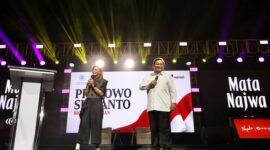 Ketua Umum Partai Gerindra Prabowo Subianto di acara 'Mata Najwa On Stage: 3 Bacapres Bicara Gagasan' di Graha Sabha Pramana UGM. (Dok. Tim Meida Prabowo Subianto)  